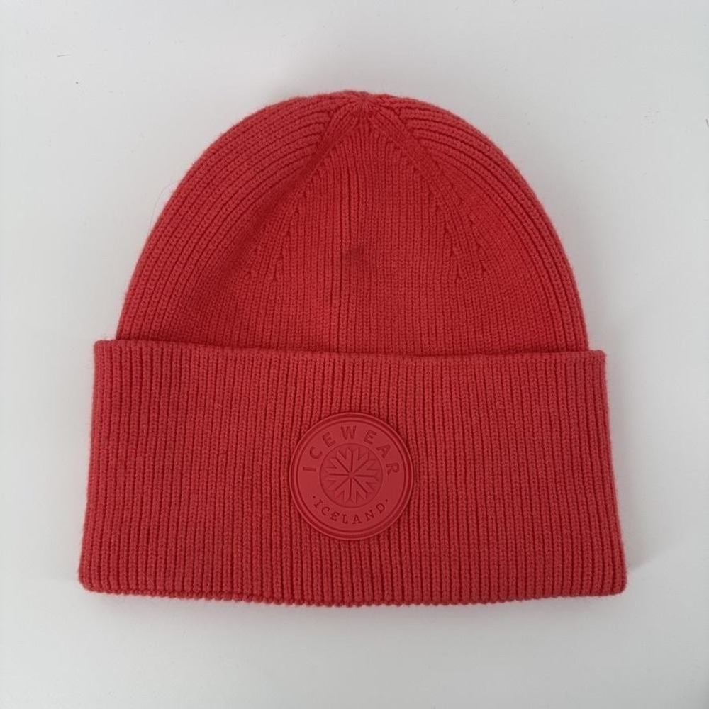 Icewear Iceland Hat Beanie Knit Cuffed Red One Size Unisex Winter Warm Stretch